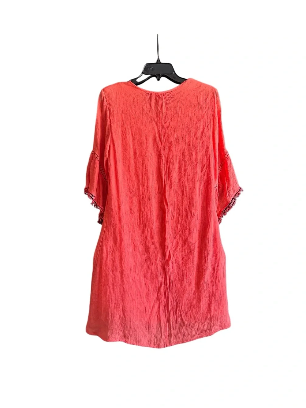 Indigo Rose Coral Crochet V-Neck Boho Tunic Dress. Size Medium